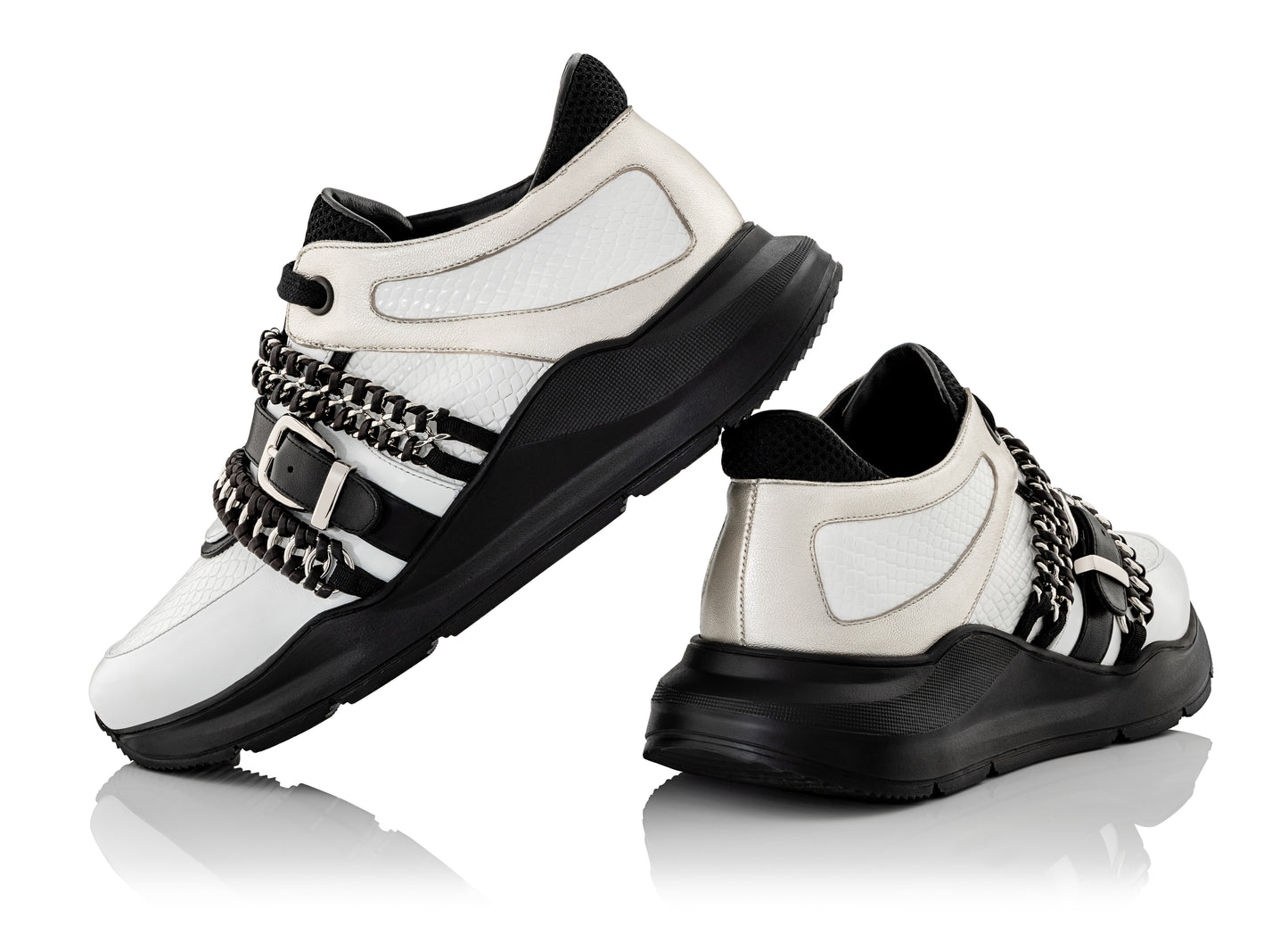 gender neutral white and black sneakers